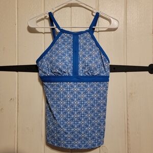 Lands End Womens Tank Top Athletic Blue White Cami Gym Size 4